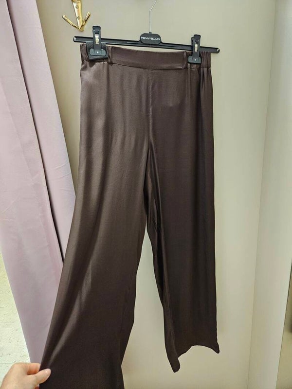Pennyblack Pantaloni Ampi in Twill Fluido Cioccolato