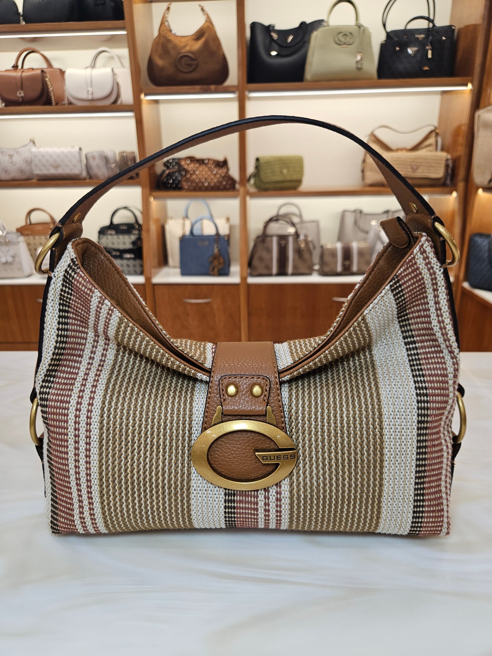 Guess Borsa Hobo Multicolore Cognac
