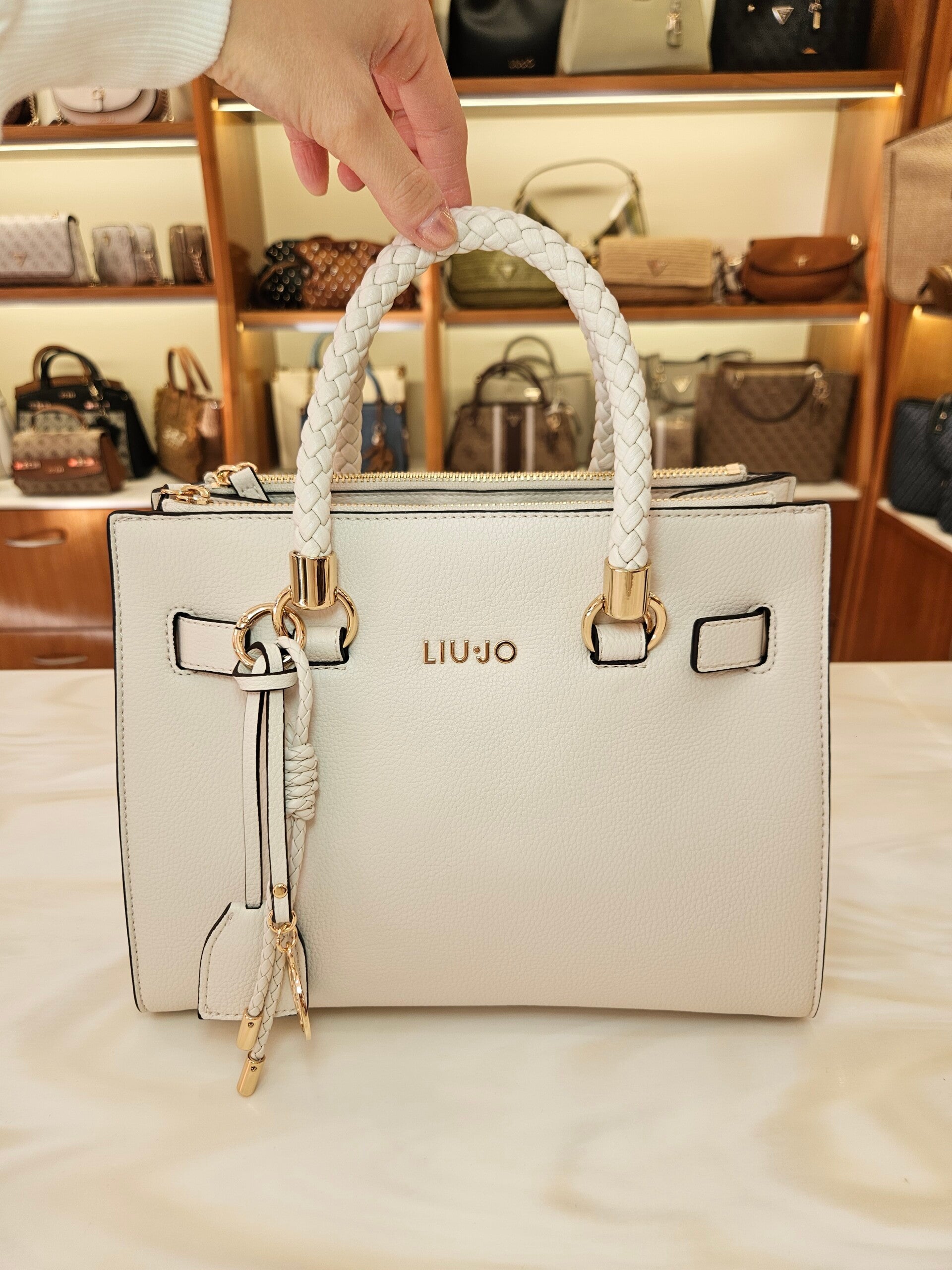 Liu Jo Borsa Mini Shopper Bianca con Charms
