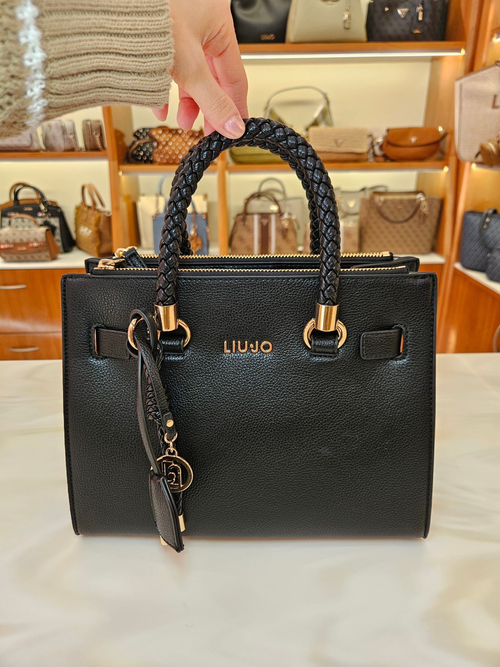 Liu Jo Borsa Mini Shopper Nera con Charms