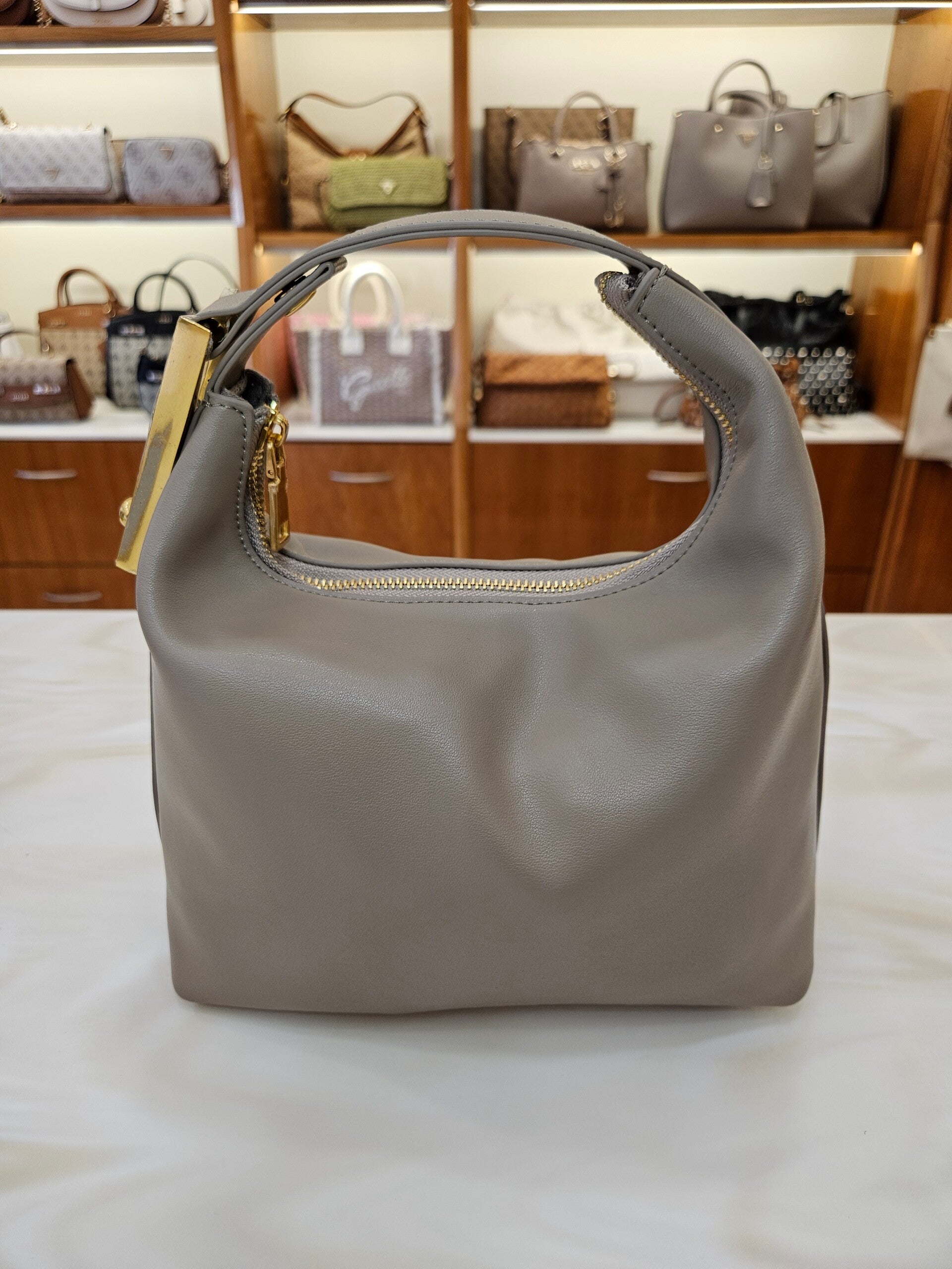 Borsa Hobo Taupe in Vera Pelle Fiorentina