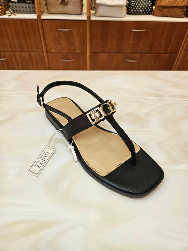 Guess Infradito Nera in Vera Pelle