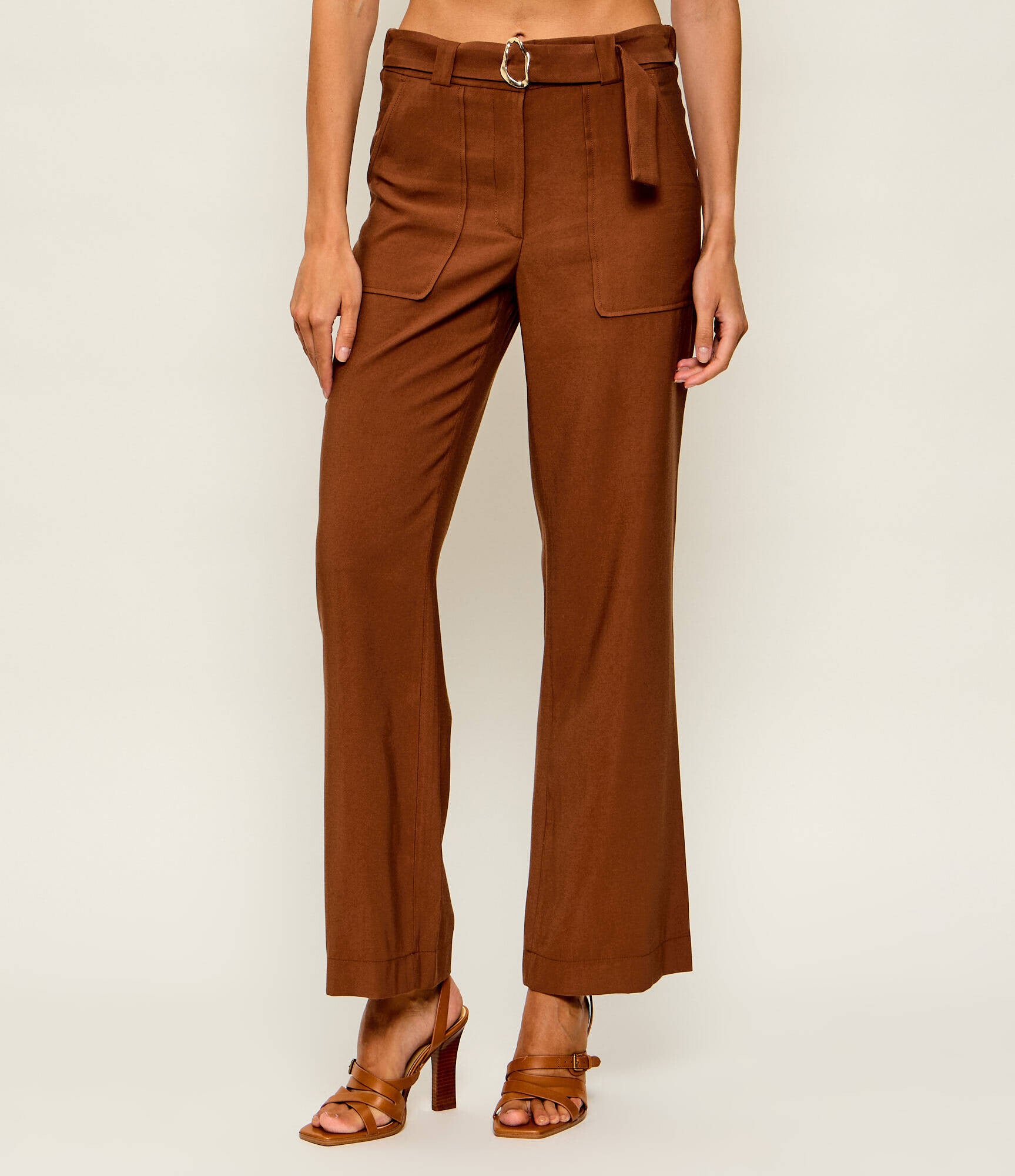 Liu Jo Pantalone Marrone con Cintura Oro
