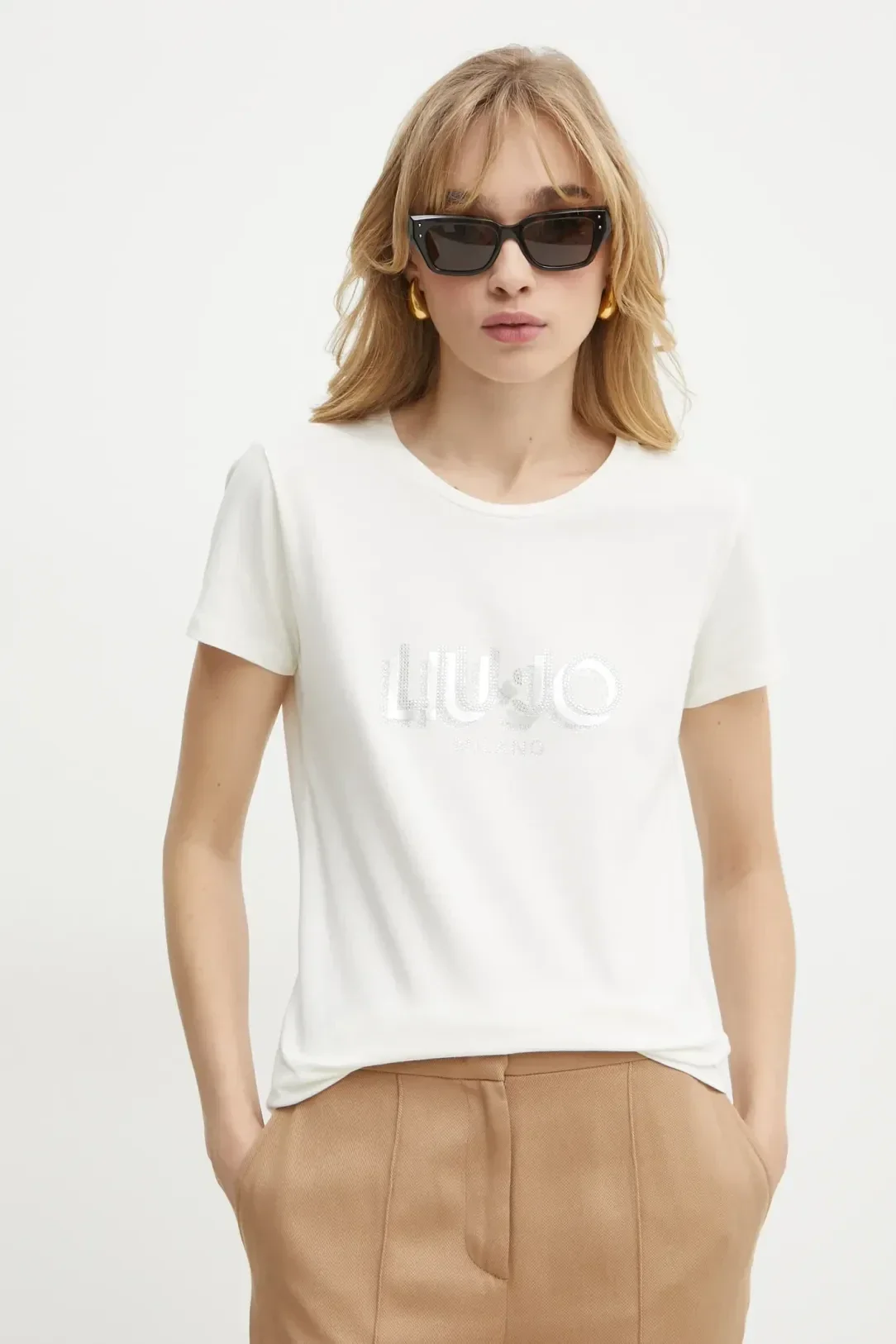 Liu Jo T-Shirt Panna con Logo