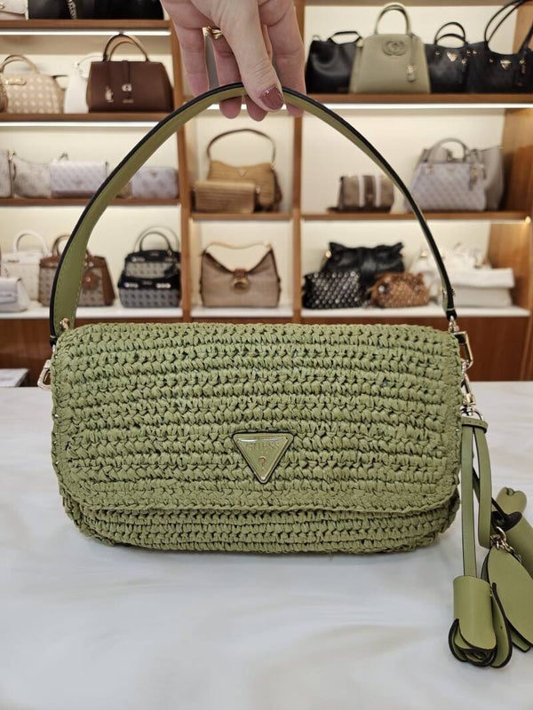 Guess Borsa a Spalla Rafia Verde Pistacchio