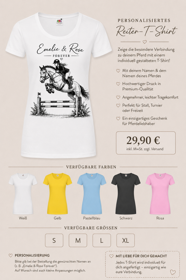 Personalisiertes Reiter-T-Shirt – Springreiter Edition