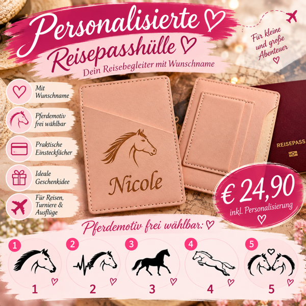 Personalisierte Reisepasshülle mit Wunschname