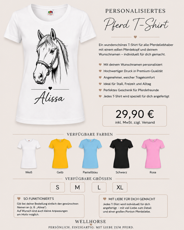 Personalisiertes Pferdekopf-T-Shirt