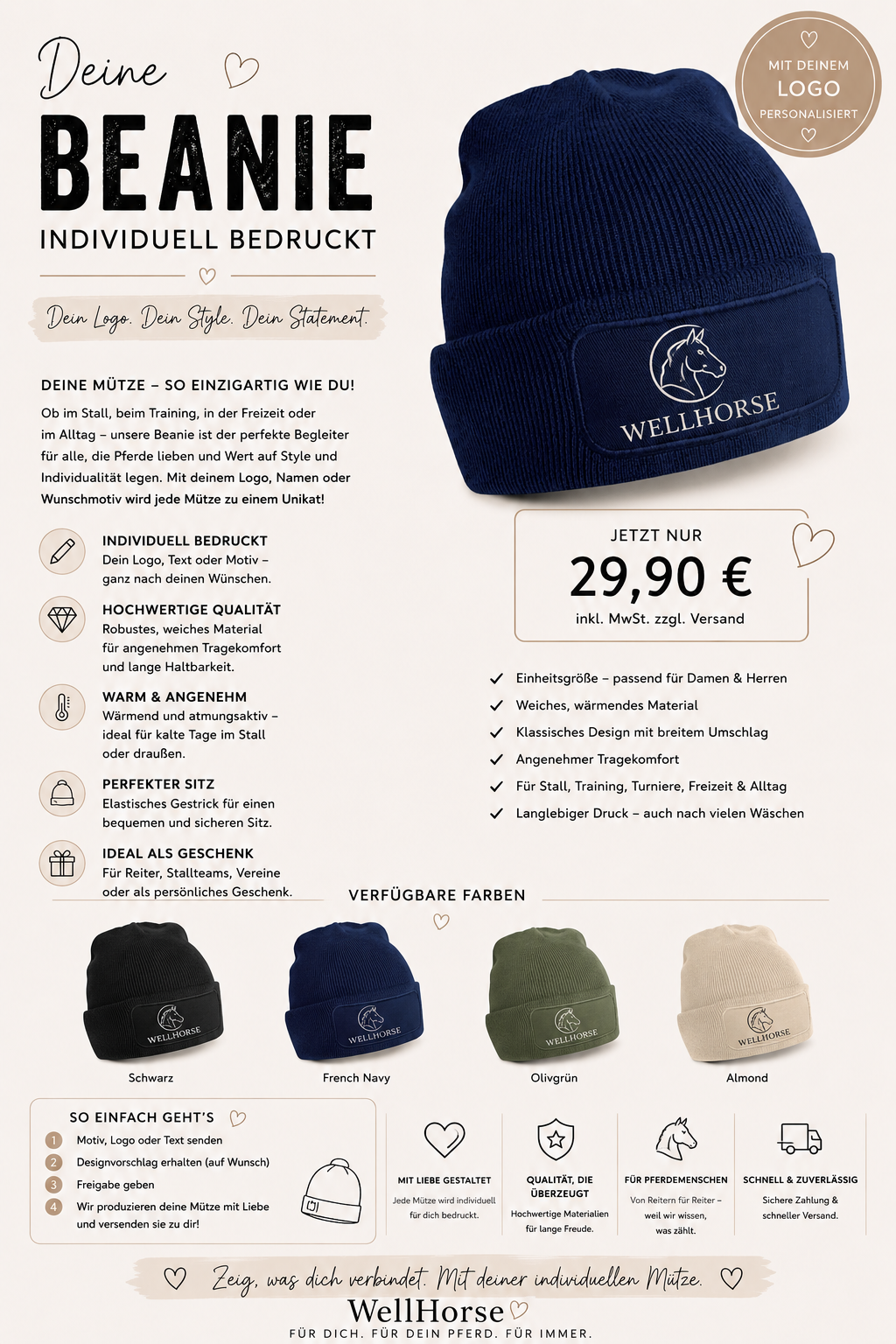 Personalisierte Beanie – Dein Logo. Dein Stil.