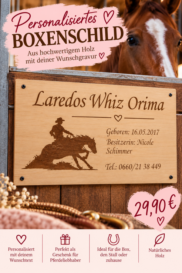 Personalisiertes Boxenschild Holz
