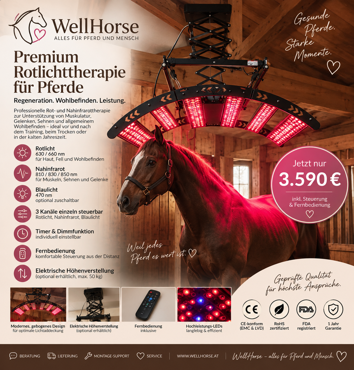Premium Rotlicht- & Nahinfrarot-System für Pferde