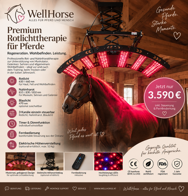 Premium Rotlicht- & Nahinfrarot-System für Pferde