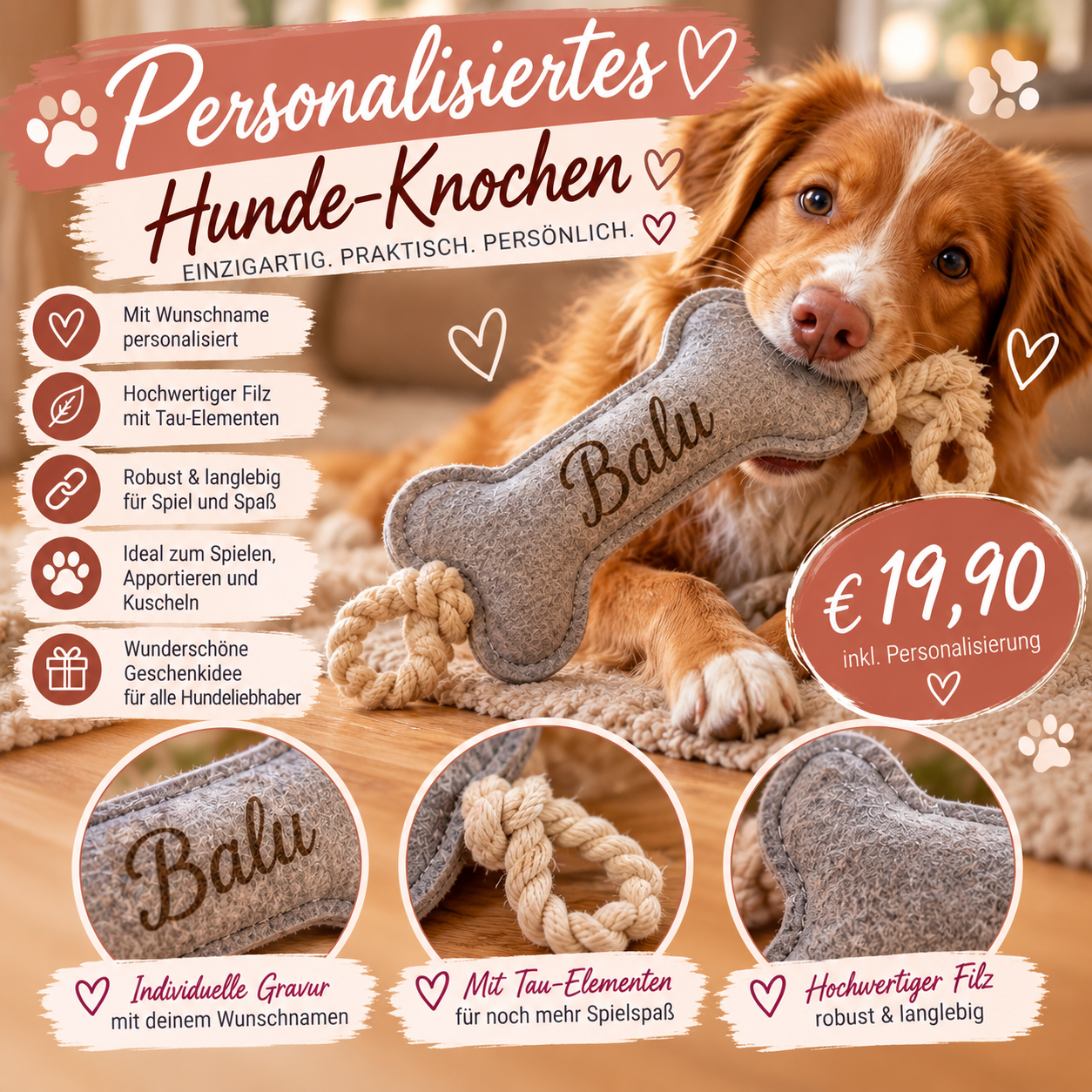 Hundespielzeug personalisiert