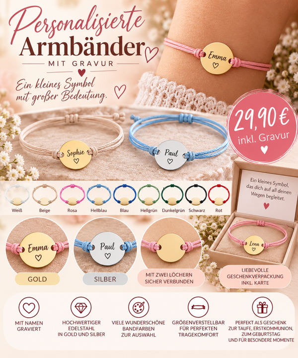 Personalisierte Armbänder mit Namensgravur