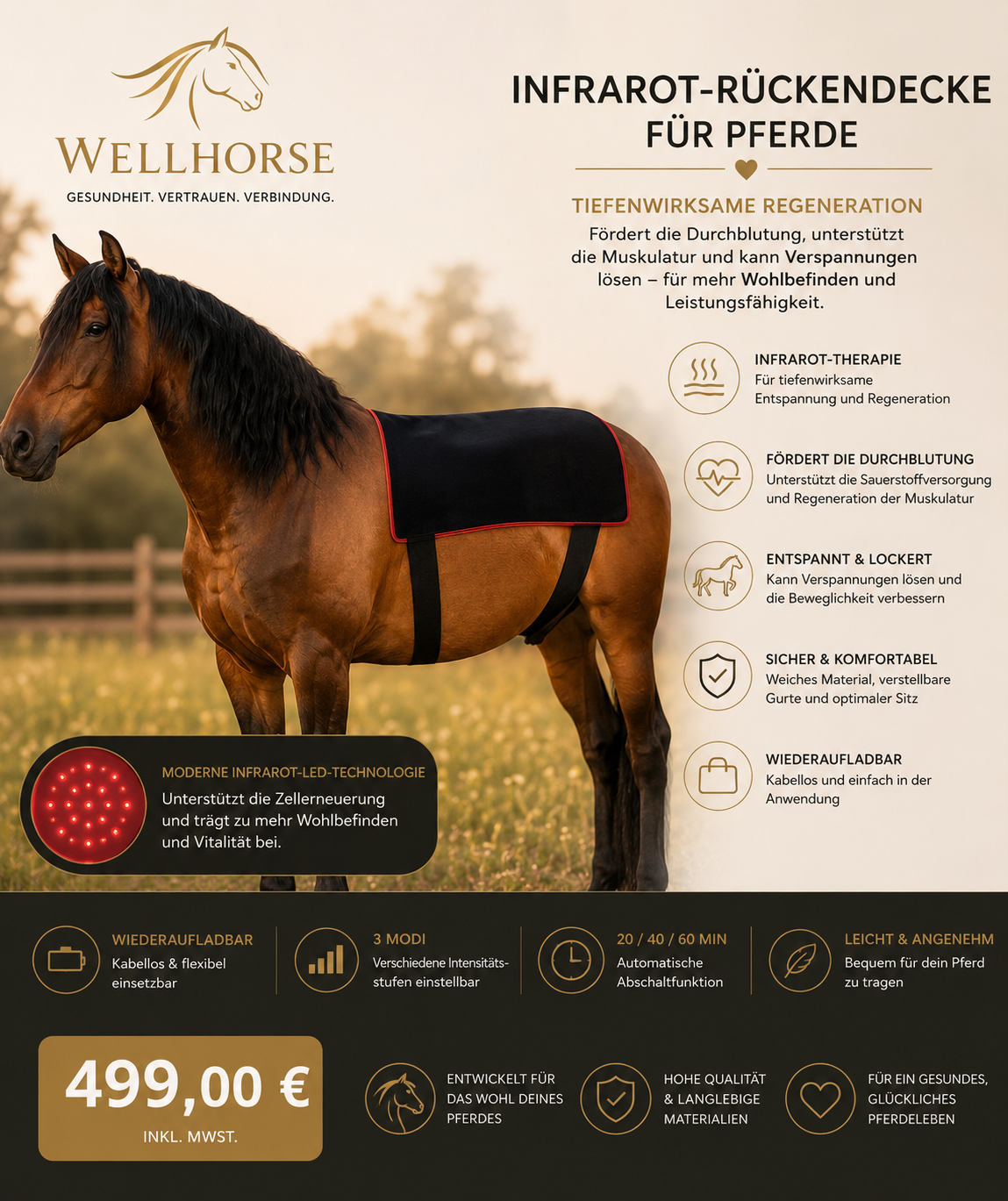 WellHorse Infrarot-Rotlichttherapie-Decke Premium