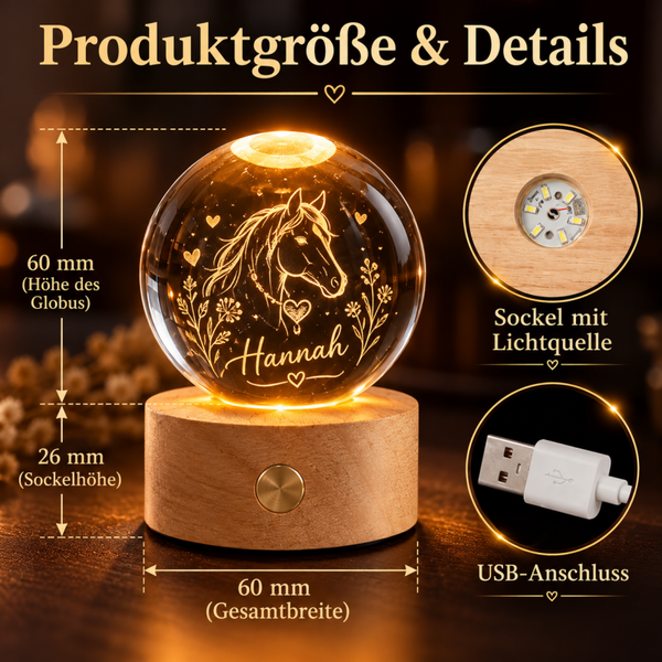 personalisierte LED-Glaskugel mit Wunschname