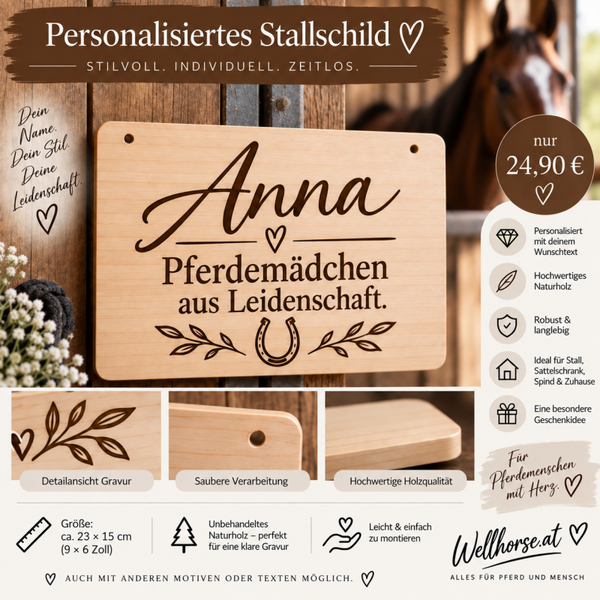 Personalisiertes Stallschild aus Holz