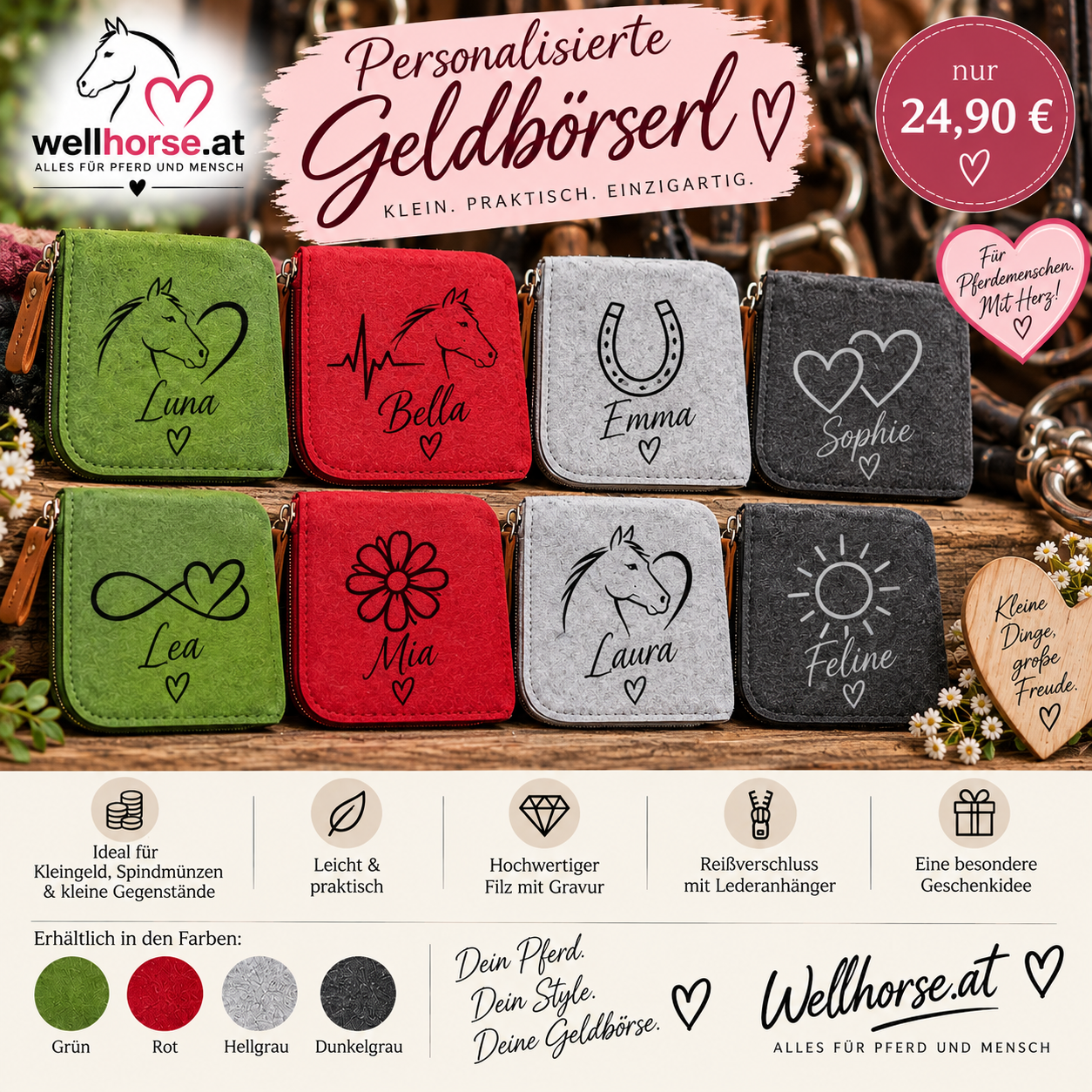 Personalisierte Geldbörse & Spindschlüssel-Tasche