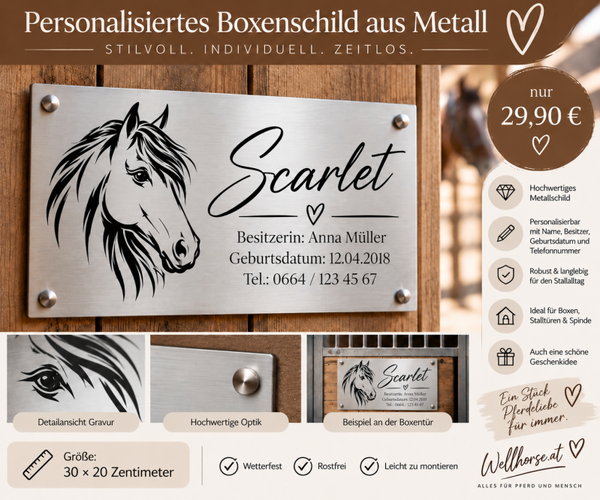 Boxenschild aus Metall personalisiert