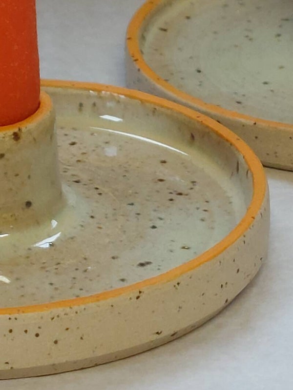 Kaarsenhouder lichtgroen met een gele boord