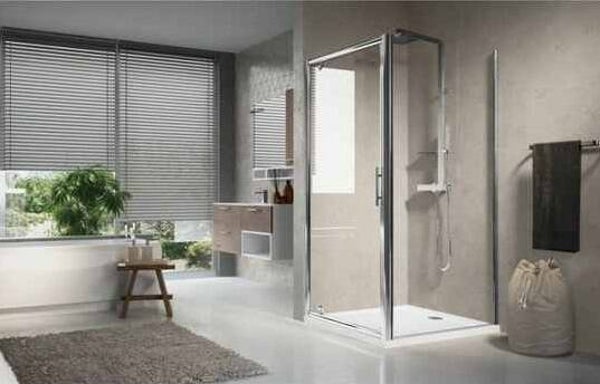 NOVELLINI LUNES F96 - 3B ZIJWAND GEBORSTELD GLAS - CHROOM PROFIEL