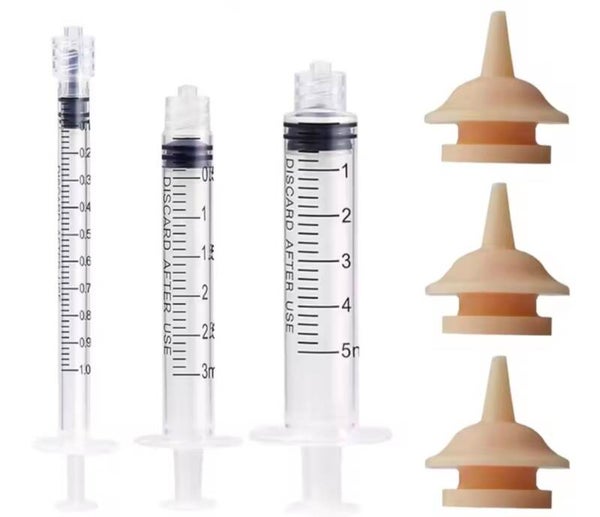2 zestaw smoczek do karmienia 3 smoczki + 3 strzykawki 1ml/3ml/5ml
