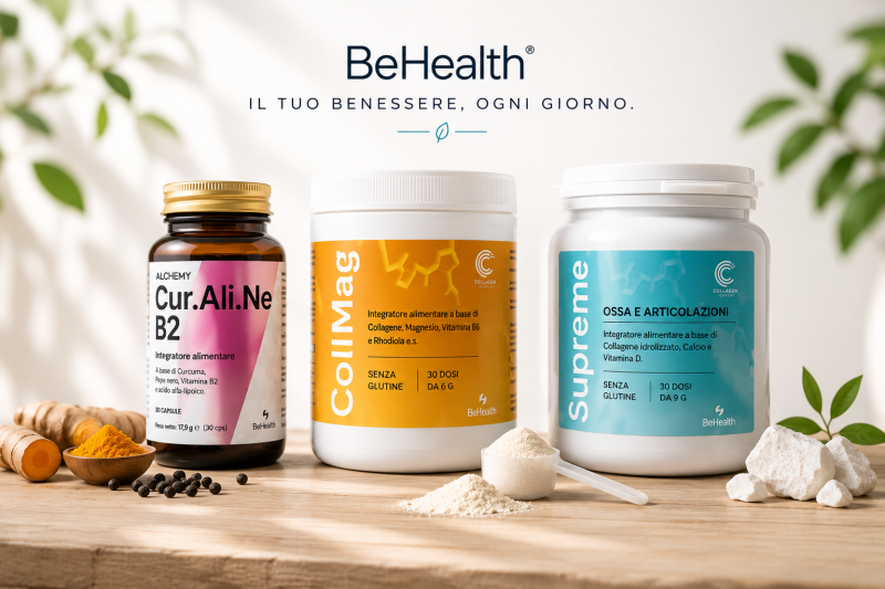 Integratori per supporto muscolare, articolare e benessere quotidiano, utili per tensione cervicale, rigidità e stress.