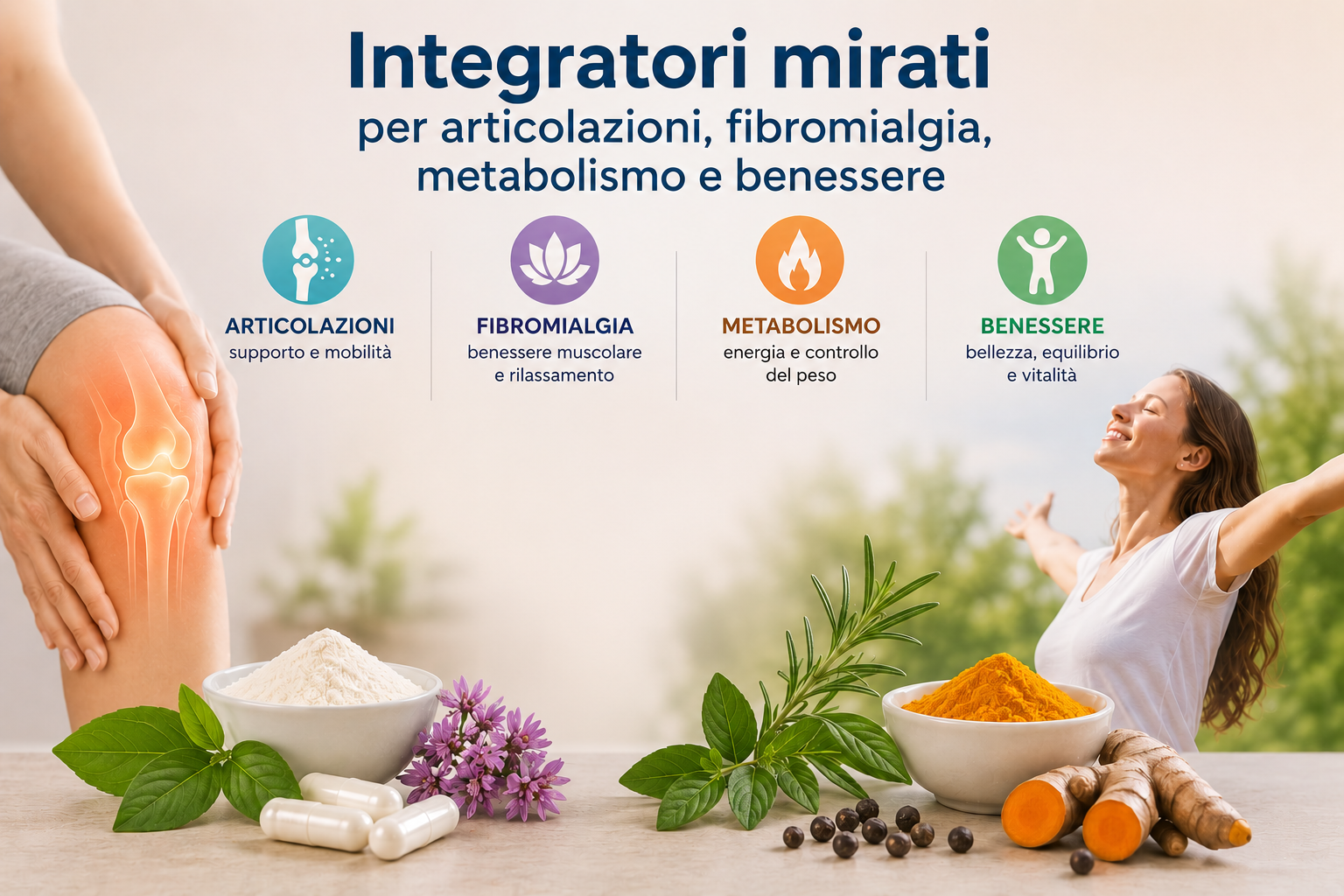 Nutraceutici per articolazioni, metabolismo e benessere con collagene e magnesio per dolori articolari e rigidità