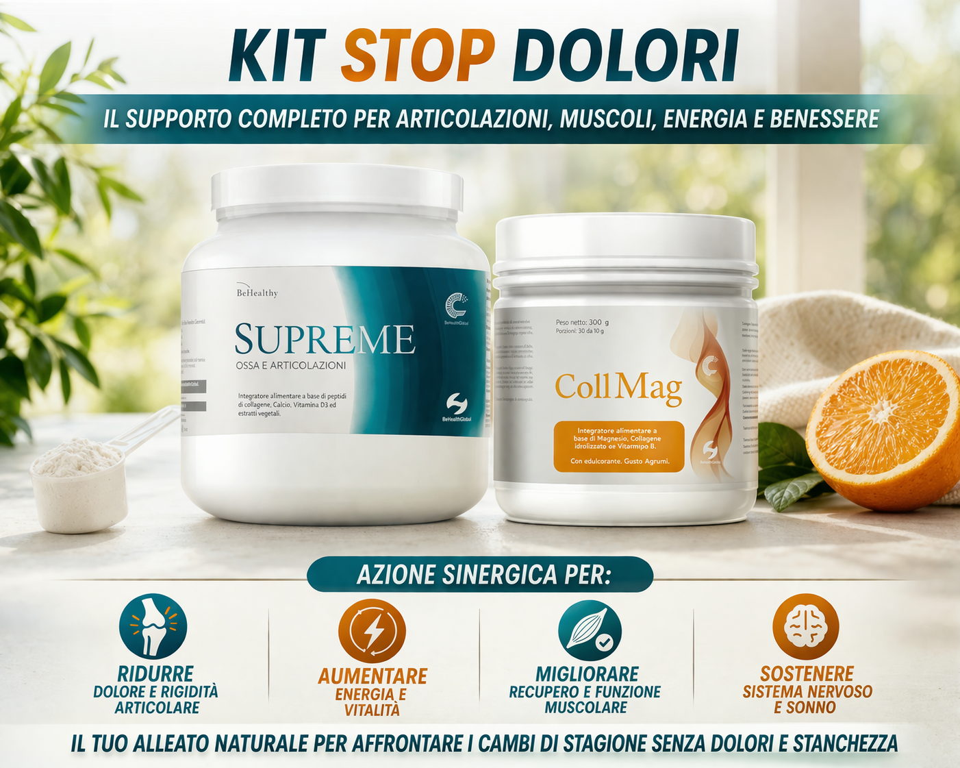 dolori articolari stanchezza fibromialgia collagene magnesio energia sinergia integratori