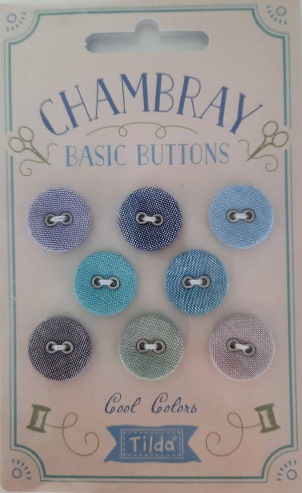 Chambray buttons blauw/groen
