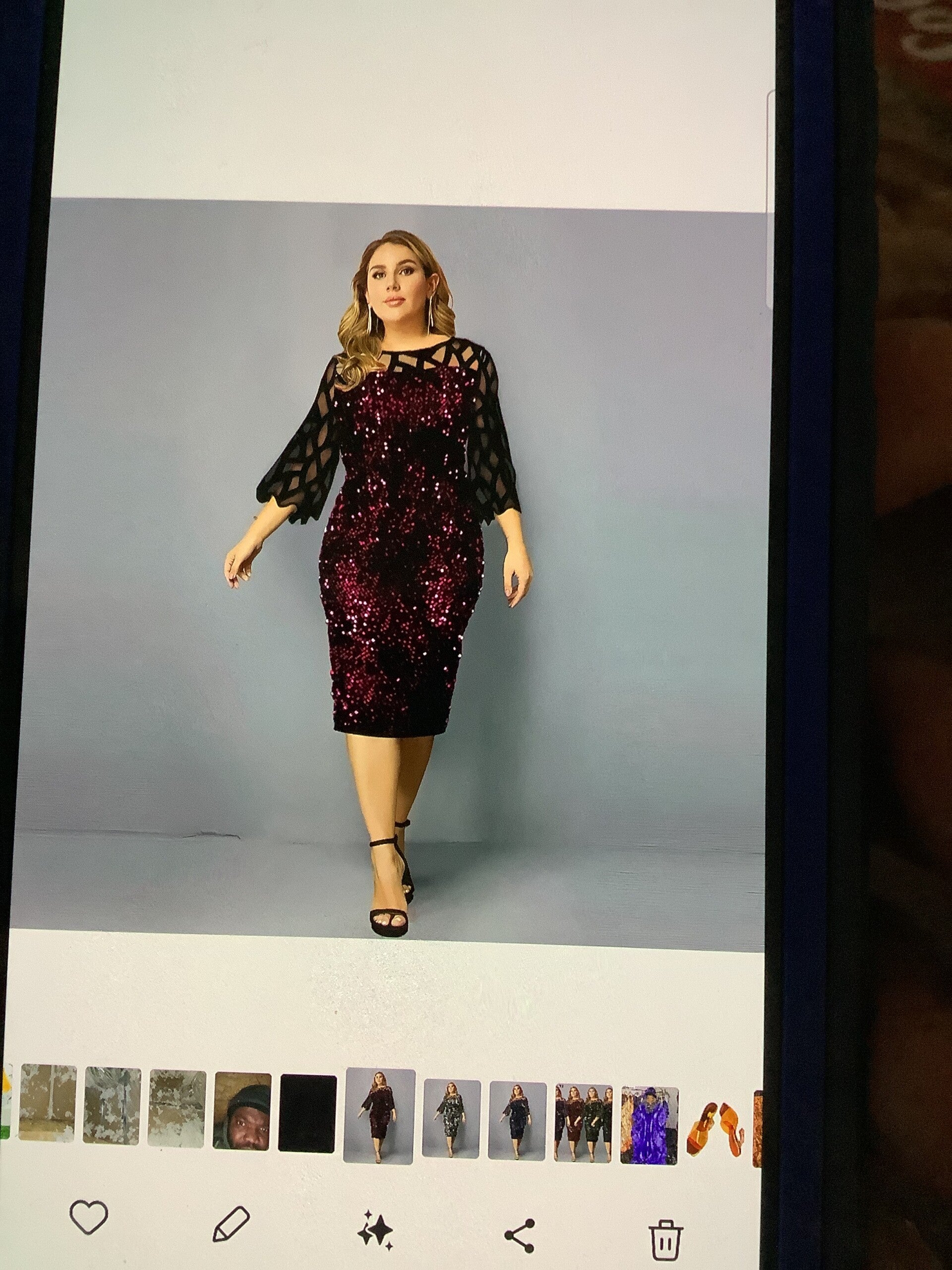 Noor Elegant sequin Lace Dress Midnight black