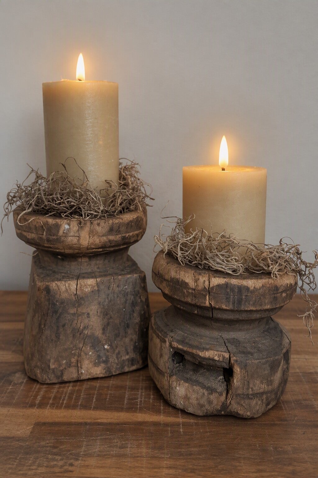 Houten poer kandelaar 1