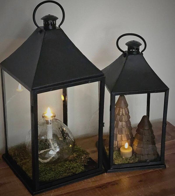 1x zwarte lantaarn L