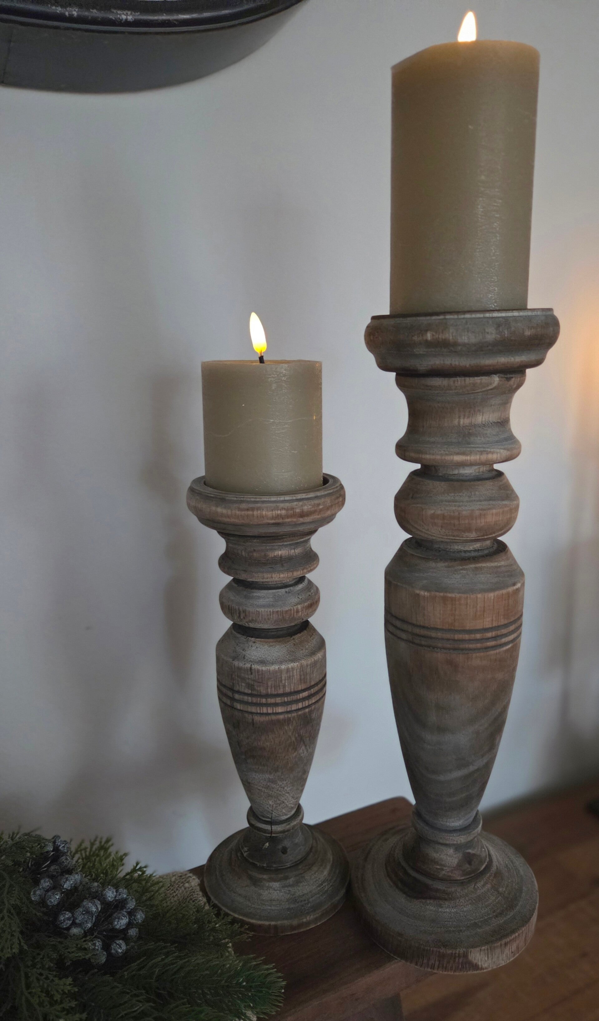 Houten kandelaar rond