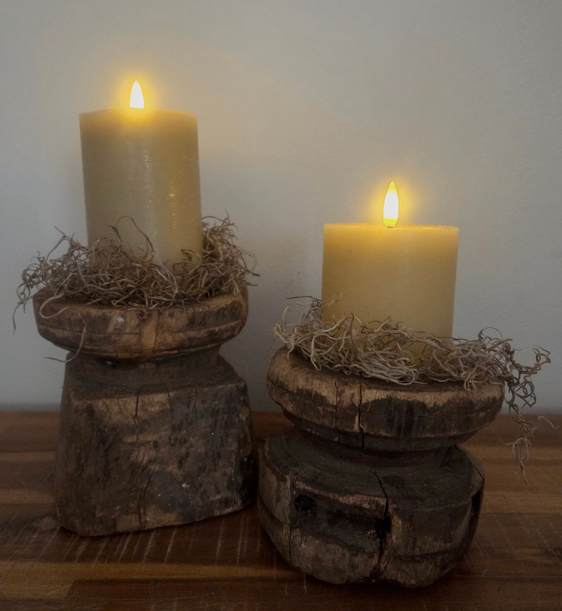 Houten poer kandelaar 1