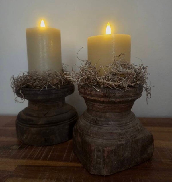 Houten poer kandelaar 4
