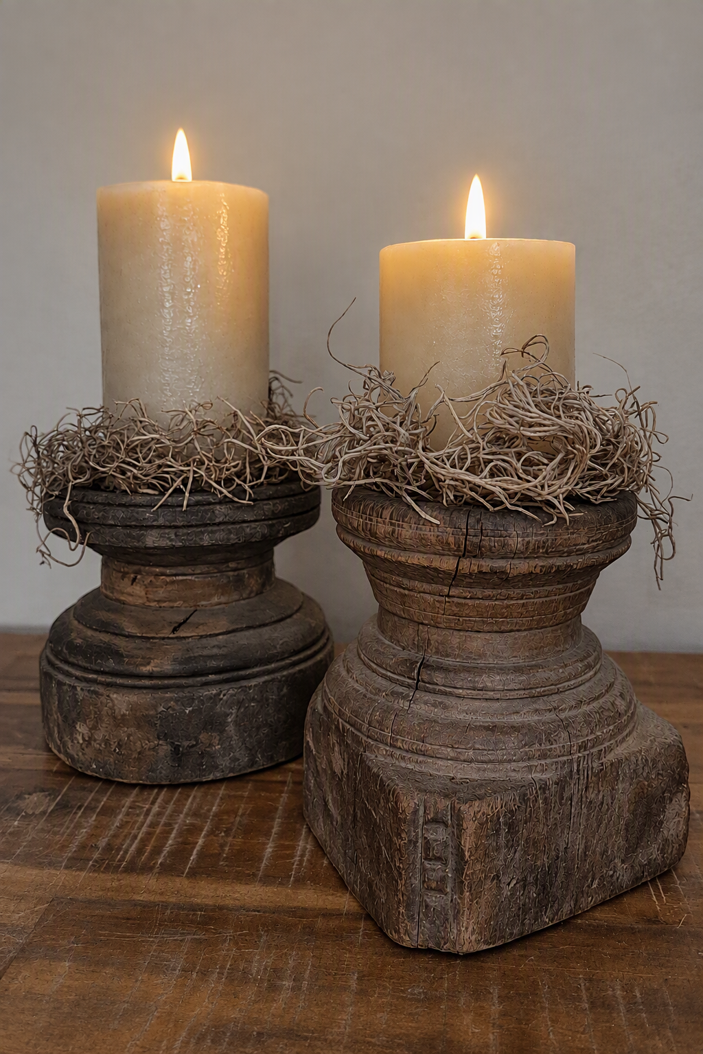 Houten poer kandelaar 4