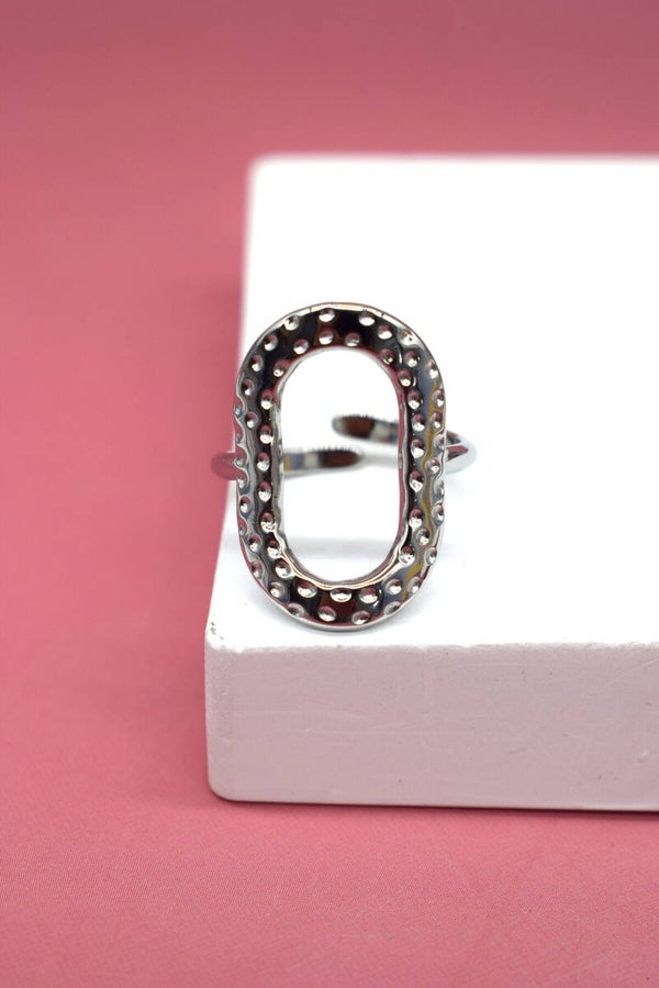 Dotted Ovale Ring – Zilver