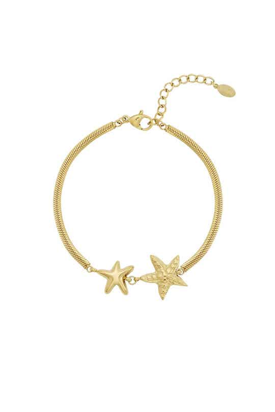 Dubbele Ster Armband – Goudkleurige Dames Armband met Maritieme Details