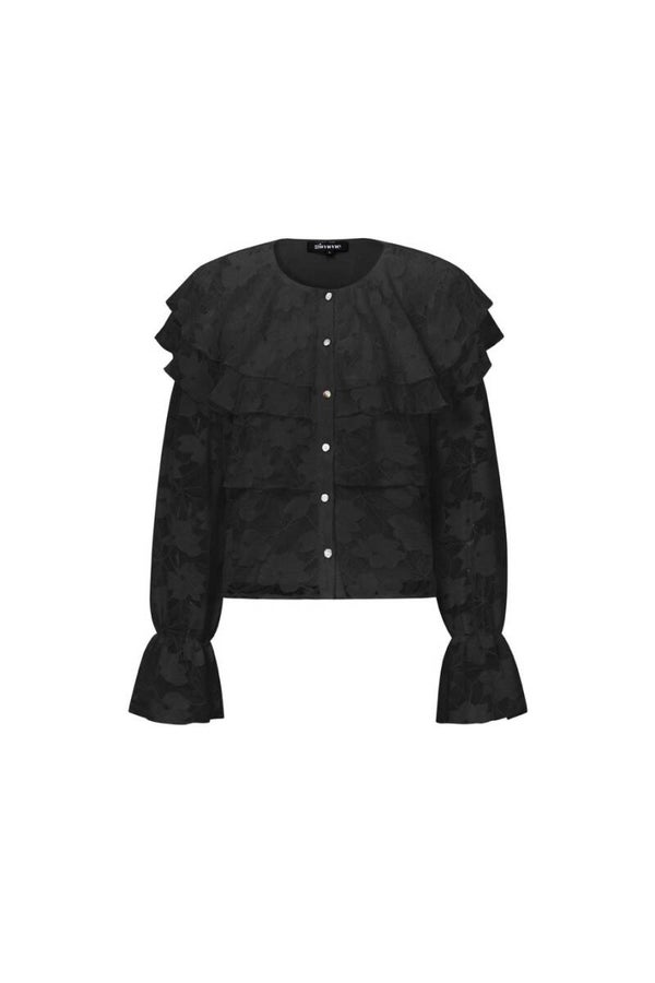 Gelaagde Blouse met Kant Zwart – Elegant & Bloemenprint – Gimme