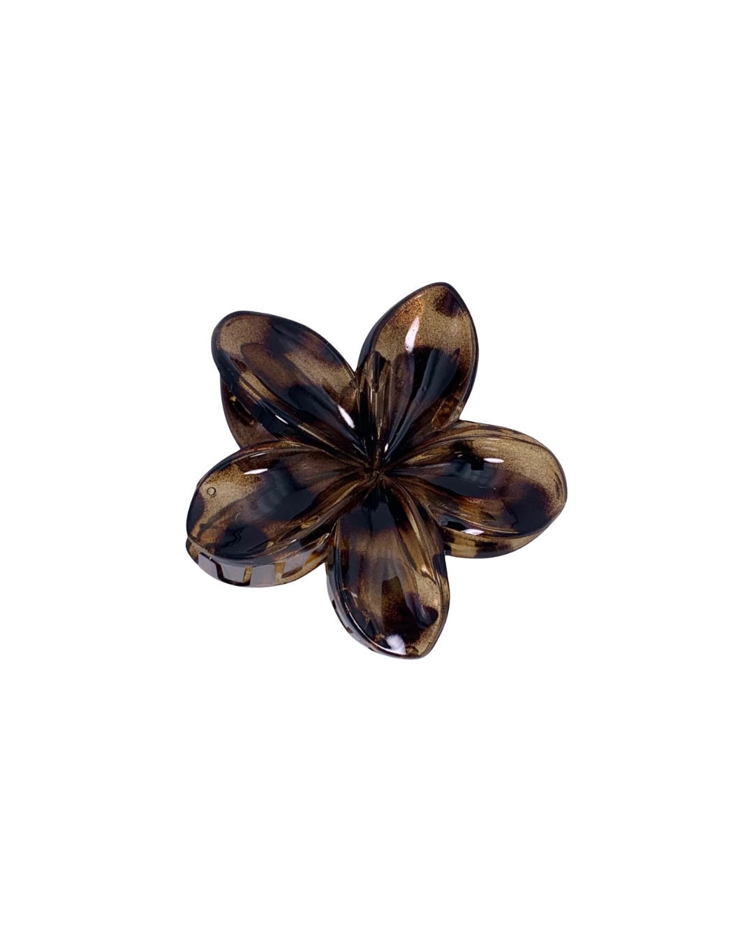 Luipaard bloem haarklem - Kleur Donkerbruin