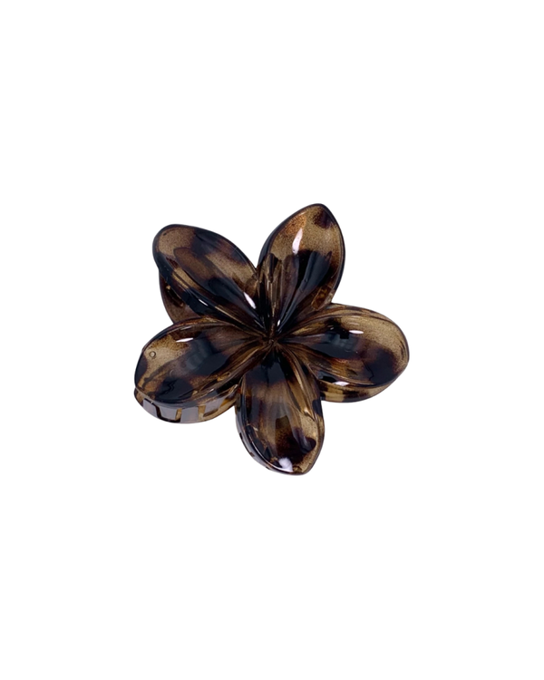 Luipaard bloem haarklem - Kleur Donkerbruin