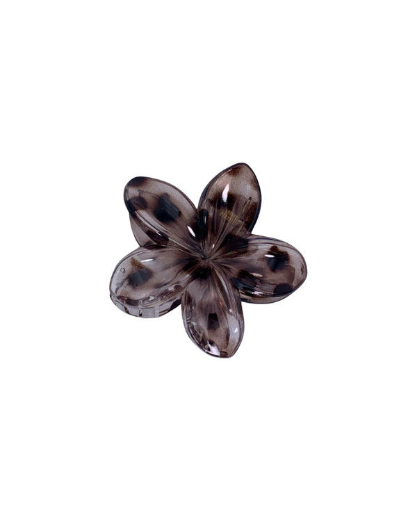 Luipaard bloem haarklem - Kleur Grijs