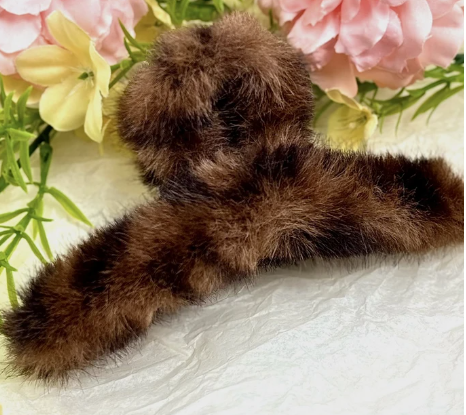 Luipaard Imitatiebont Haarclip – Donkerbruin