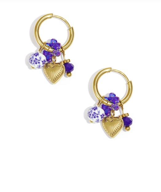 The Blue Heart Charm Oorbellen