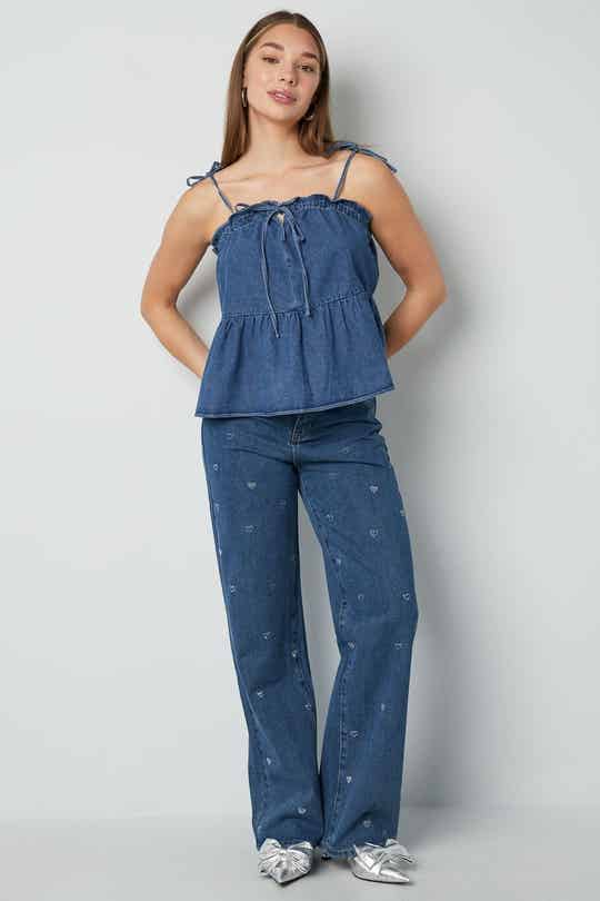 Casual Spijkertopje Dames – Effen Denim Crop Top Lente/Zomer Maat M & L