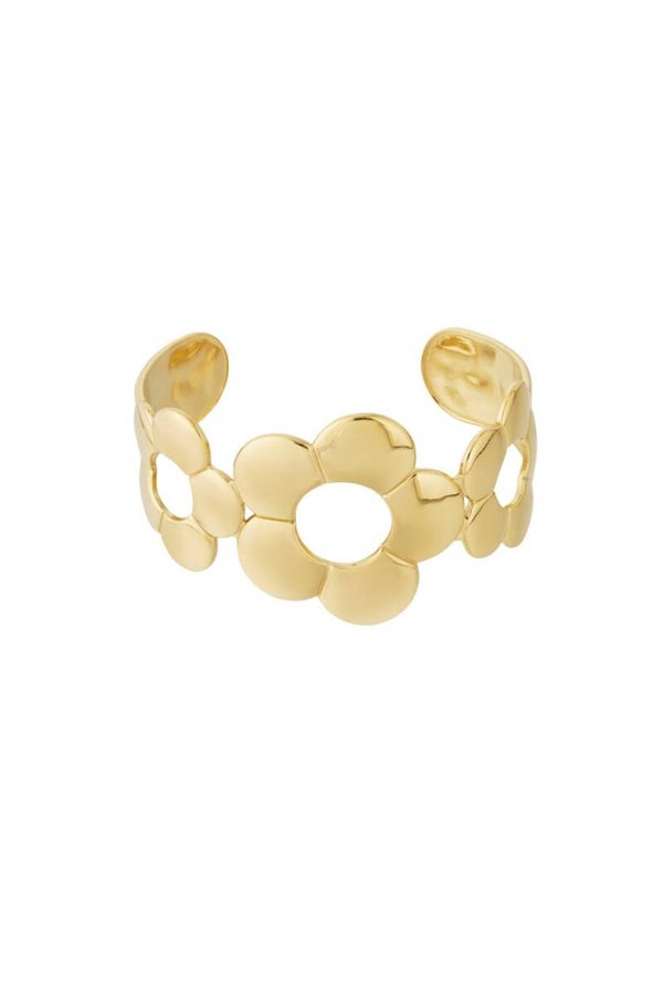 Triple Bloom – Gouden Armband Dames met Open Bloemen