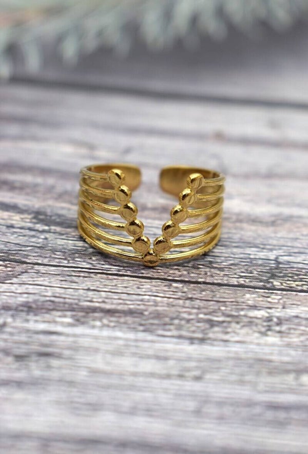 V Dots Ring – Goud
