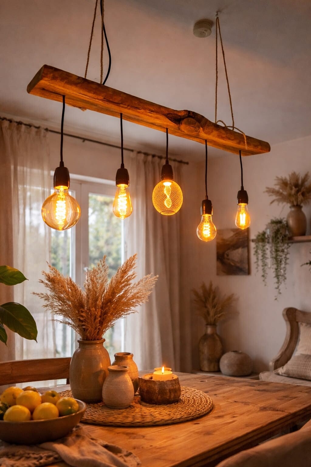 Holz-Hängelampe, Küchenlampe, Kirsche