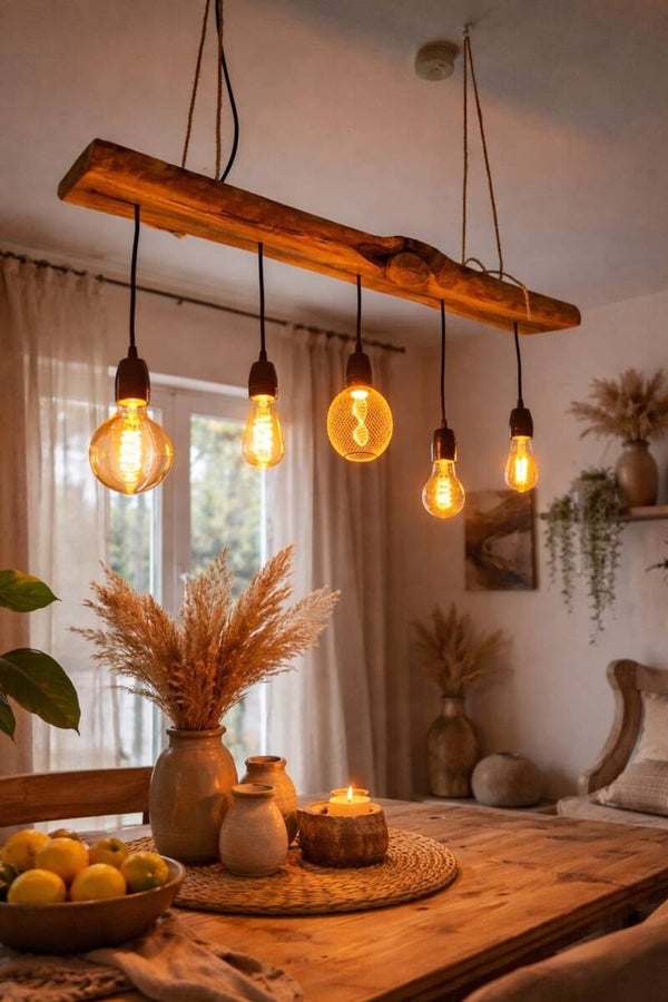Holz-Hängelampe, Küchenlampe, Kirsche